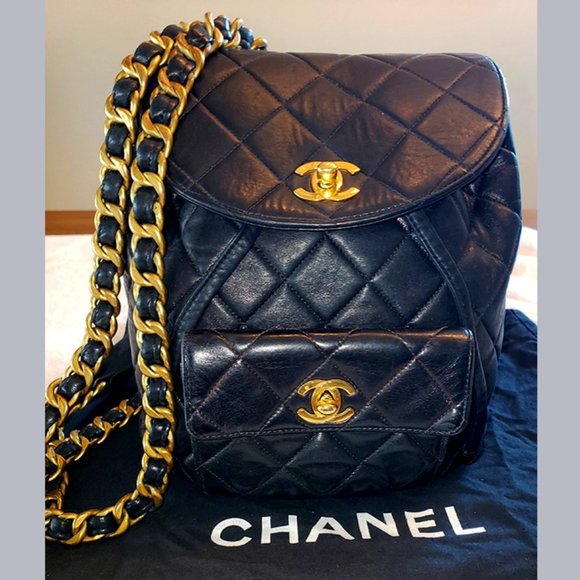 CHANEL Handbags - Iconic Chanel  Mini Duma Backpack, Black Chanel Duma Lambskin Vintage